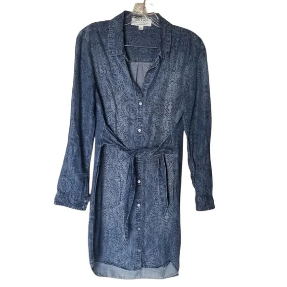 Anthropologie Cloth & Stone Printed Chambray Dress XS - Picture 2 of 14